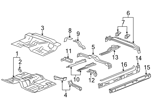 2011 GMC Sierra 3500 HD Floor Rocker Reinforcement Diagram for 22844863