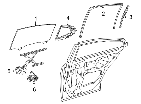 2019 Lexus ES350 Rear Door Run, RR Door Glass Diagram for 68152-06230