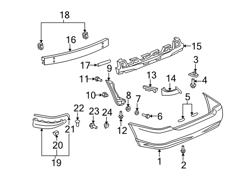 2003 Toyota Corolla Rear Bumper Mount Bracket Diagram for 52181-02070