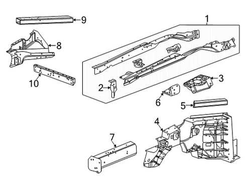 2021 Chevrolet Corvette Structural Components & Rails Side Rail Diagram for 85155456