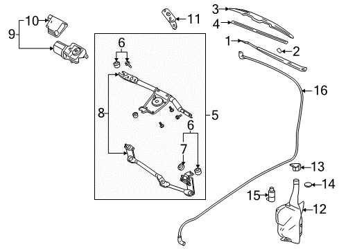 2002 Pontiac Sunfire Wiper & Washer Components Hose Diagram for 15237473