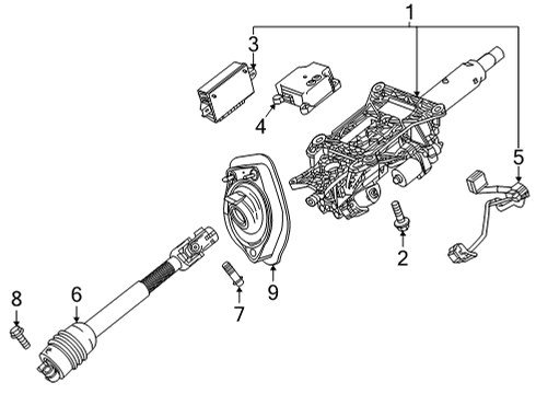 2022 Chevrolet Corvette Steering Column Assembly Module Diagram for 84605904