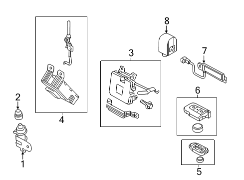 2016 Hyundai Veloster Keyless Entry Components Smart Key Fob Diagram for 95440-2V100
