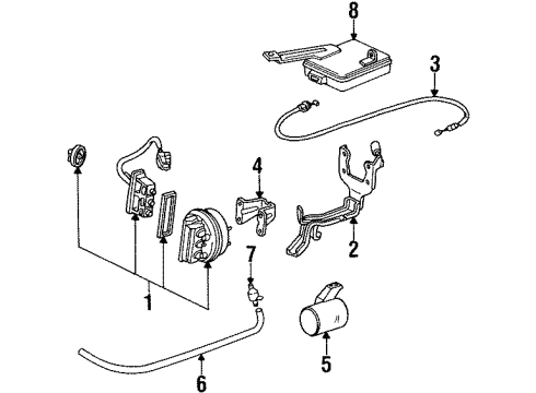 1995 Honda Prelude Cruise Control System Tank, Vacuum Diagram for 36625-PT0-003