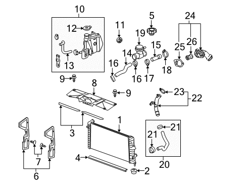 2007 Buick LaCrosse Radiator & Components Coolant Recovery Reservoir Hose Diagram for 15254404