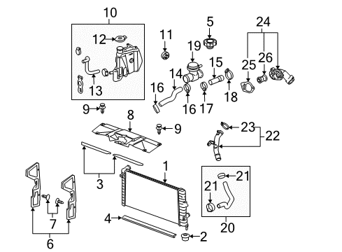 2007 Buick LaCrosse Radiator & Components Side Baffle Diagram for 15139386