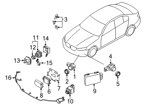 2020 BMW 745e xDrive Electrical Components - Front Bumper ULTRASONIC SENSOR, ROYAL BUR Diagram for 66209472226