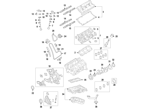 2020 Toyota 4Runner Engine Parts, Mounts, Cylinder Head & Valves, Camshaft & Timing, Variable Valve Timing, Oil Cooler, Oil Pan, Oil Pump, Crankshaft & Bearings, Pistons, Rings & Bearings Front Mount Diagram for 12361-31290