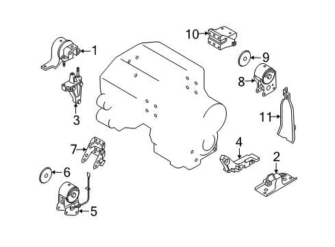 2007 Nissan Murano Engine & Trans Mounting Engine Mounting Bracket, Rear Diagram for 11332-CA100