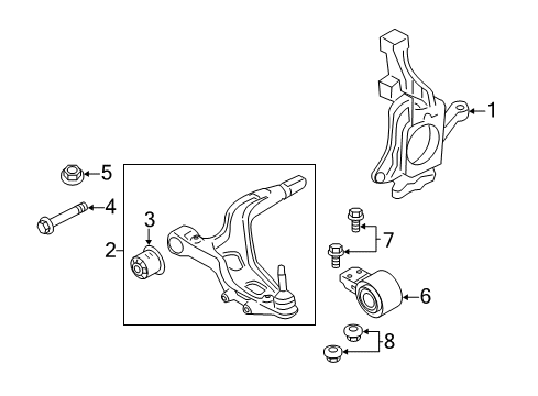 2019 Ford Explorer Front Suspension Components, Lower Control Arm, Stabilizer Bar Lower Control Arm Bolt Diagram for -W707516-S439