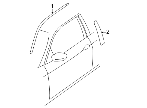 2000 Kia Spectra Exterior Trim - Front Door Kit, Side Molding RH Diagram for US980AY0163G