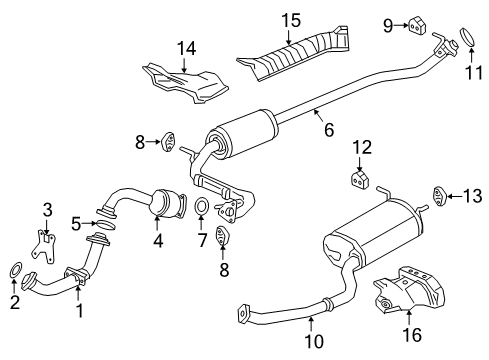 2021 Honda HR-V Exhaust Components Muffler, Exhaust Diagram for 18307-T7W-A01