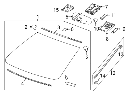 2016 Buick Verano Windshield Glass, Reveal Moldings Mount Plate Diagram for 22898717