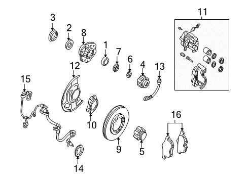 2000 Nissan Frontier Front Brakes Hub Assembly-Road Wheel, Front Diagram for 40202-7B825