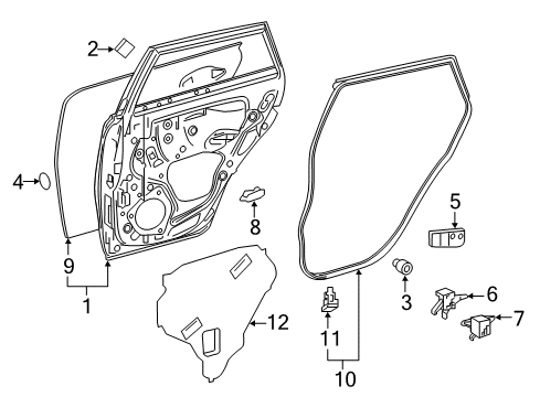 2016 Scion iM Rear Door Door Weatherstrip Diagram for 67872-12560