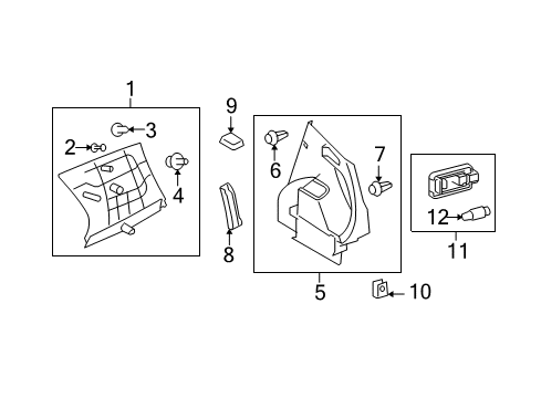 2014 Scion xD Bulbs Quarter Trim Panel Diagram for 64730-52380-B0