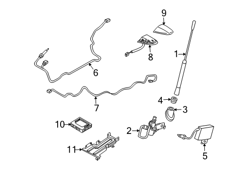 2008 Nissan 350Z Antenna & Radio Antenna Assembly Diagram for 28208-CF40A