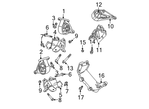 2004 Jeep Grand Cherokee Engine & Trans Mounting Bracket-Insulator Diagram for 52058992