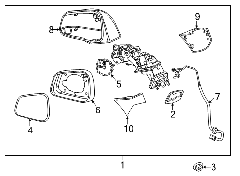 2017 Chevrolet Trax Outside Mirrors Mirror Glass Diagram for 95423136