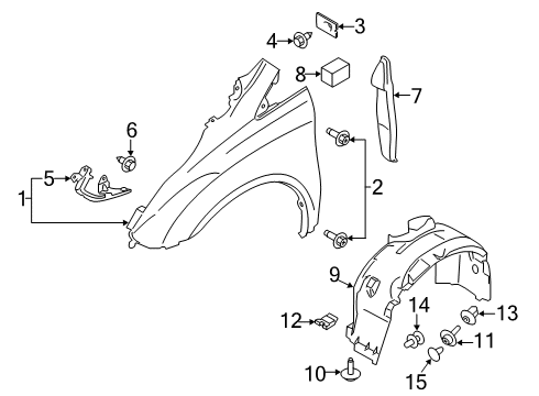 2020 Ford Transit Connect Fender & Components Fender Liner Diagram for KT1Z-16102-C