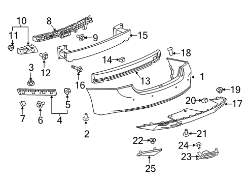 2021 Chevrolet Malibu Bumper & Components - Rear Reflector Diagram for 23367231