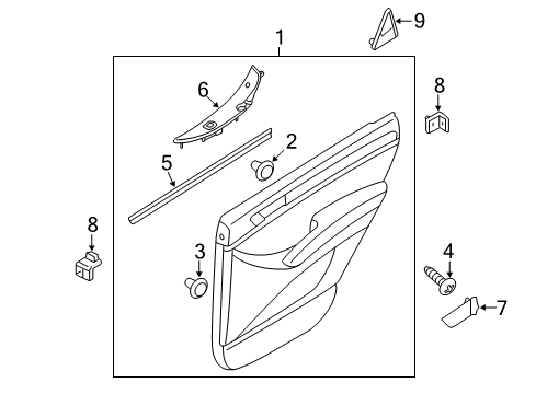 2009 Hyundai Veracruz Rear Door Weatherstrip-Rear Door Belt Inside LH Diagram for 83231-3J000