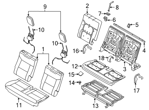 2020 Ford Explorer Third Row Seats Seat Cushion Pad Diagram for LB5Z-7863840-G