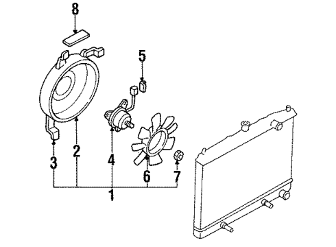 1993 Infiniti J30 A/C Condenser Fan Fan & Motor Assy-Condenser Diagram for 92120-10Y00