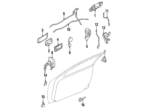 1996 Nissan Maxima Front Door - Lock & Hardware Front Door Outside Handle Assembly, Right Diagram for 80606-51U00