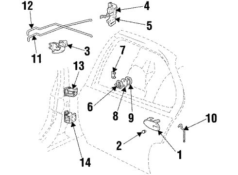 1999 Pontiac Grand Prix Rear Door Handle Asm-Rear Side Door Outside Diagram for 10251756