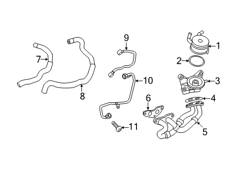 2016 Toyota Sienna Engine Oil Cooler Upper Hose Diagram for 16282-31050