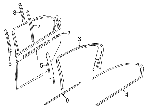 2020 BMW 750i xDrive Exterior Trim - Rear Door Strip, Door, Bottom Right Diagram for 51357364354