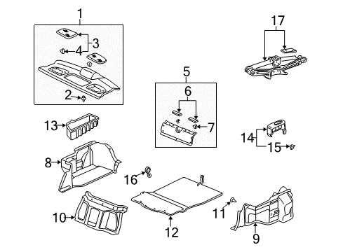 2003 Acura RL Interior Trim - Rear Body Jack Assembly, Pantograph Diagram for 89310-SP0-003