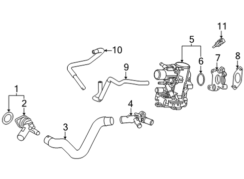 2022 Lexus NX350 Hoses & Pipes GASKET, WATER OUTLET Diagram for 16341-25030