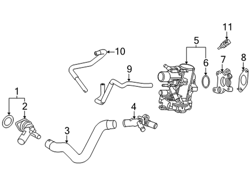 2022 Lexus NX350 Hoses & Pipes INLET SUB-ASSY, WATE Diagram for 16031-25050