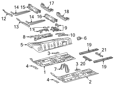 2018 Toyota Camry Pillars, Rocker & Floor - Floor & Rails Front Floor Pan Diagram for 58112-33010