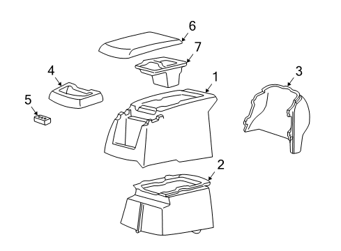 2000 Ford F-350 Super Duty Floor Console Floor Console Diagram for YC3Z-25045A36-BAA