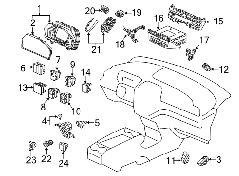 2020 Honda Odyssey A/C & Heater Control Units Switch Assembly, Hazard & Passenger Srs Indicator Diagram for 35510-THR-A01