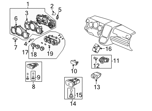 2005 Honda Element Instruments & Gauges Bulb Diagram for 35505-SCV-A01