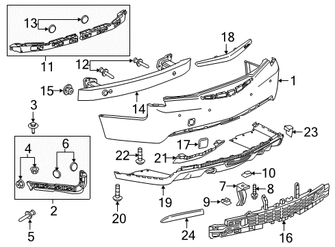 2018 Cadillac ATS Rear Bumper Tow Eye Cap Diagram for 23336069