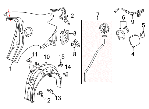 2018 Acura RLX Quarter Panel & Components Fender, Left Rear (Inner) Diagram for 74591-TY2-A00