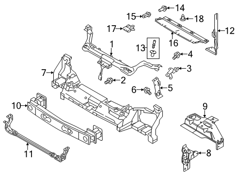 2010 Ford Transit Connect Radiator Support Upper Tie Bar Diagram for 9T1Z-6110672-A