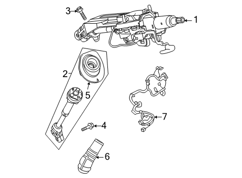 2014 GMC Acadia Steering Column, Steering Wheel Steering Column Diagram for 23301176