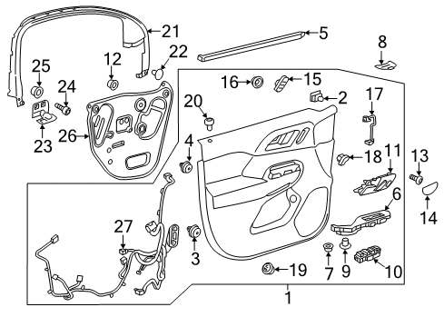 2021 Chevrolet Traverse Front Door Upper Trim Diagram for 84794990