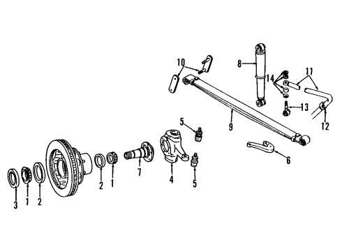1991 Dodge W350 Front Suspension Components, Lower King Pin, Upper King Pin, Stabilizer Bar Part Diagram for 4117803