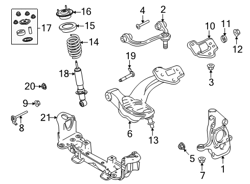 2011 Lincoln Town Car Front Suspension Components, Lower Control Arm, Upper Control Arm, Stabilizer Bar Strut Diagram for BW7Z-18124-A