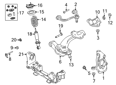 2008 Lincoln Town Car Front Suspension Components, Lower Control Arm, Upper Control Arm, Stabilizer Bar Knuckle Diagram for 5W1Z-3K185-A