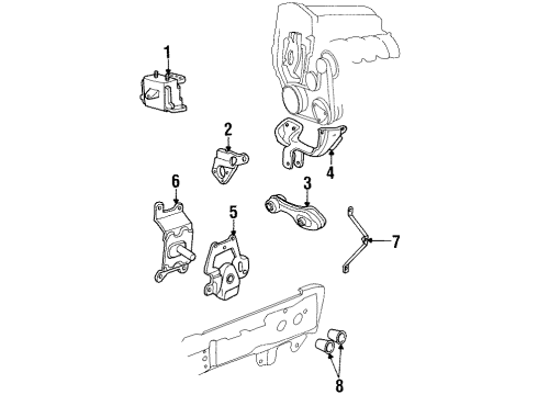 1995 Pontiac Sunfire Engine & Trans Mounting Bracket-Engine Mount Strut Diagram for 22570102