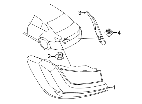 2019 BMW 330i xDrive Tail Lamps Rear Light In The Side Panel Diagram for 63217420451