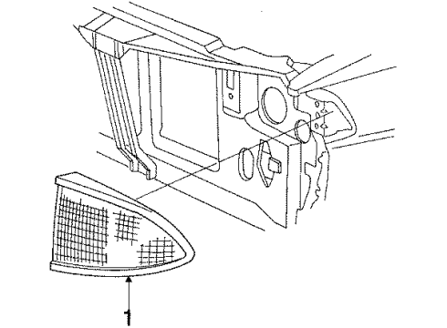 1990 Plymouth Acclaim Side Marker Lamps Lamp Front Fender S/MRK & REFL Diagram for 4399613